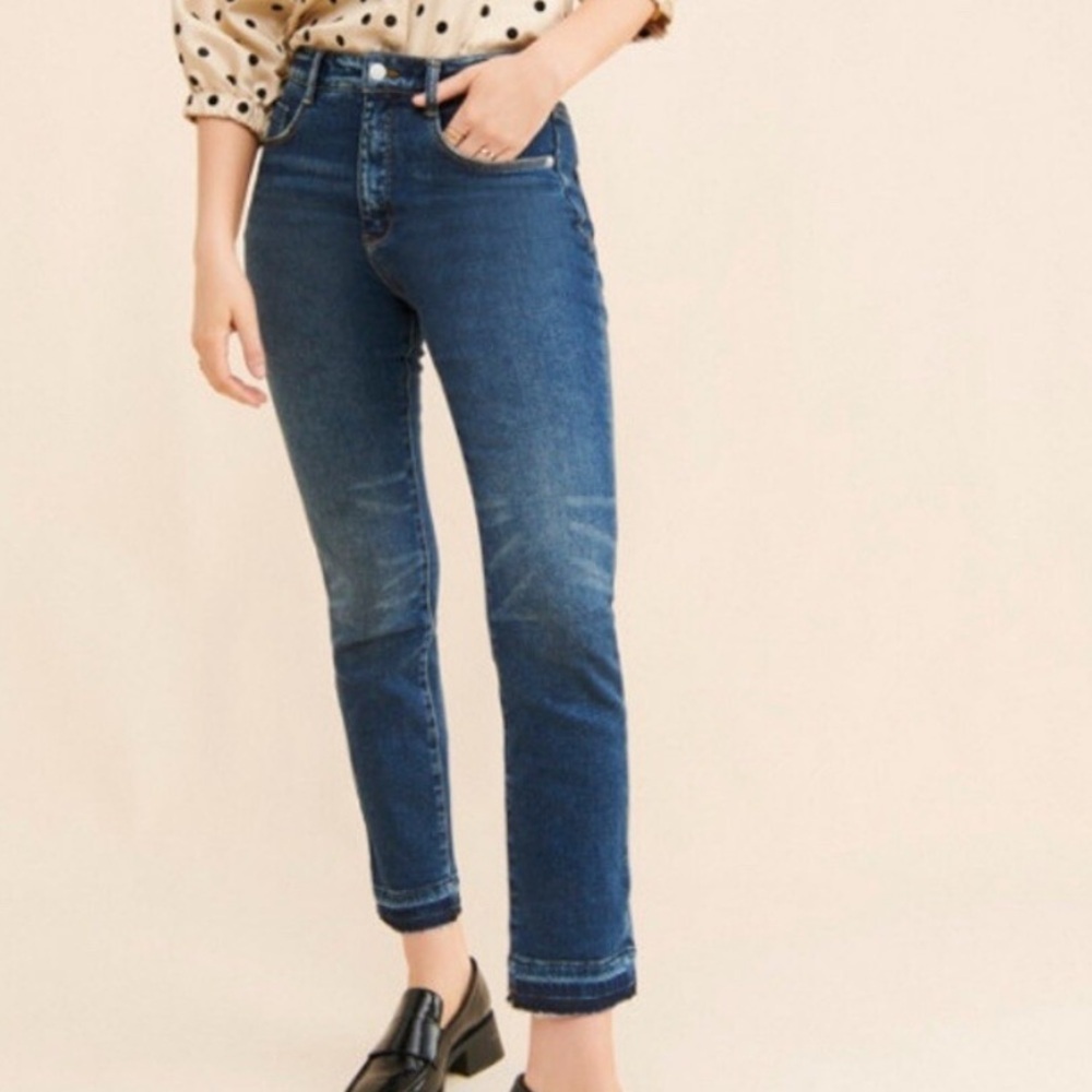Pilcro High Rise Cigarette Jeans Women’s Size 25 Blue Denim Raw Hems Slim